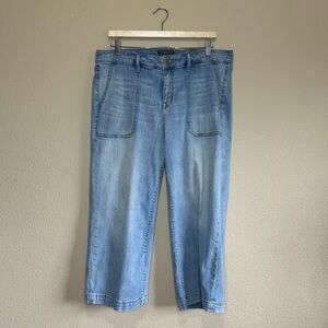 Torrid pants women 16 cotton blend cropped high rise wide leg light wash blue